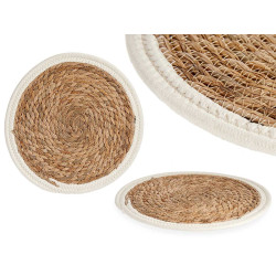 NATURAL WITH WHITE EDGE TABLECLOTH 30CM