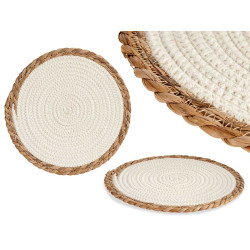 WHITE WITH NATURAL EDGE TABLECLOTH  30CM