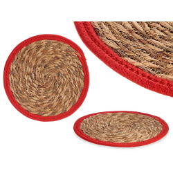 NATURAL WITH RED EDGE TABLECLOTH 30CM