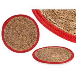 TAPETE NATURAL BORDE ROJO 35CM