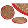 NATURAL WITH RED EDGE TABLECLOTH 35CM