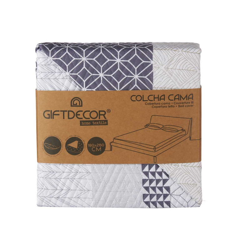 COLCHA CAMA REVERSIBLE 180X260 HEXAGONOS
