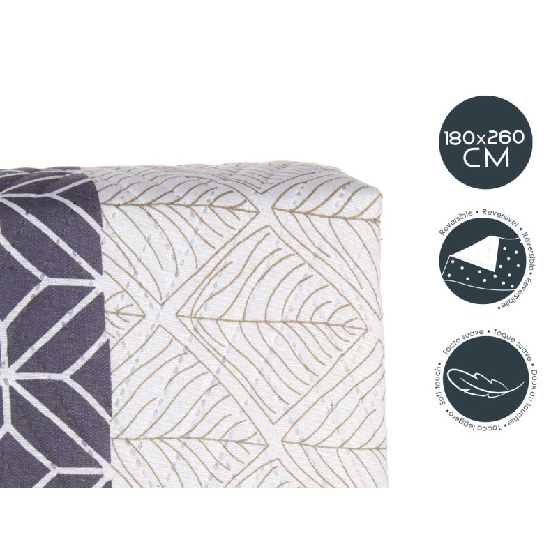 COLCHA CAMA REVERSIBLE 180X260 HEXAGONOS
