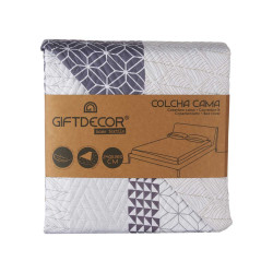 COLCHA CAMA 240X260 HEXAGONOS REVERSÍVEL