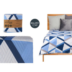 COLCHA CAMA 180X260 TRIANGULOS AZUIS REVERSÍVEL