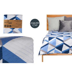 COLCHA CAMA 240X260 TRIANGULOS AZUIS REVERSÍVEL