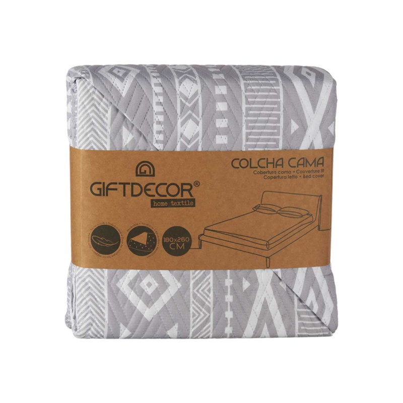 COLCHA CAMA 180X260 ETNICO REVERSÍVEL