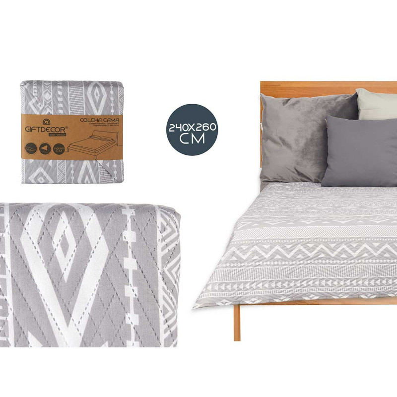 COLCHA CAMA REVERSIBLE 240X260 ETNICO
