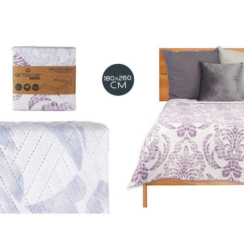 COLCHA CAMA REVERSIBLE 180X260 DAMASCADO