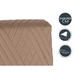 COLCHA CAMA REVERSIBLE 240X260 NATURAL VERDE MAR
