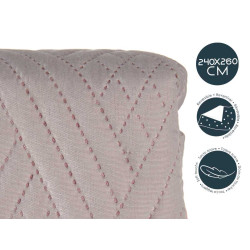 COLCHA CAMA REVERSIBLE 240X260 GRIS CLARO Y ROSA