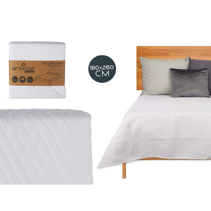 COLCHA CAMA REVERSIBLE 180X260 BLANCO