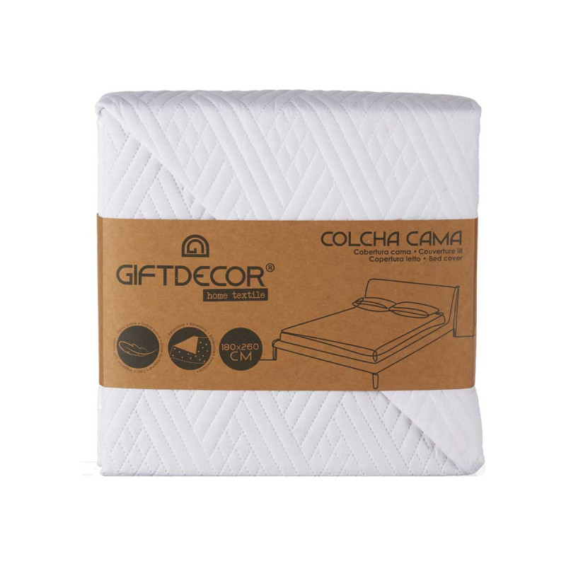 COLCHA CAMA REVERSIBLE 180X260 BLANCO