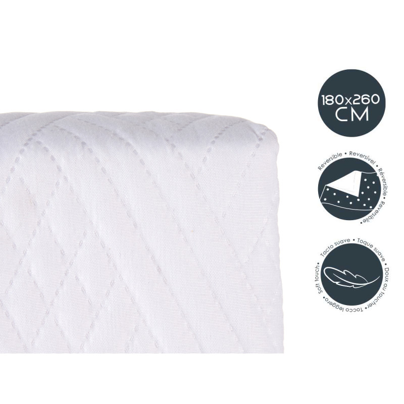 COLCHA CAMA REVERSIBLE 180X260 BLANCO