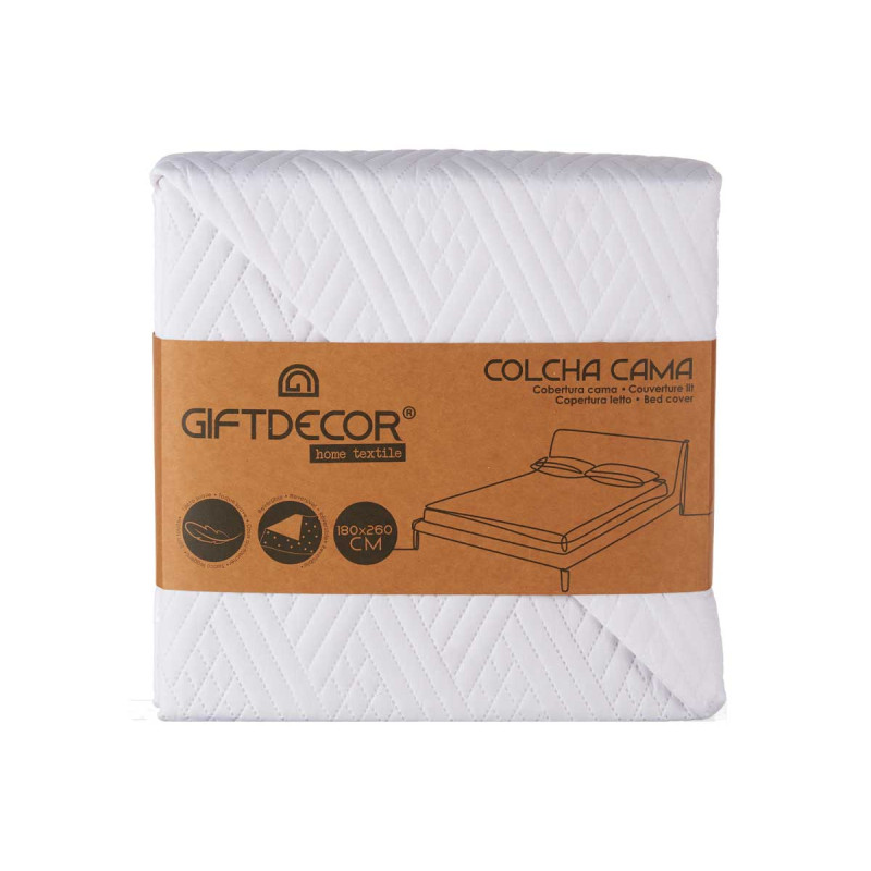 COLCHA CAMA REVERSIBLE 240X260 BLANCO
