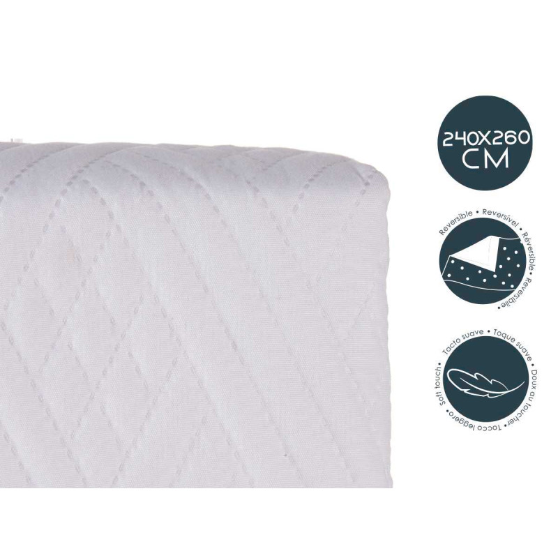 COLCHA CAMA REVERSIBLE 240X260 BLANCO
