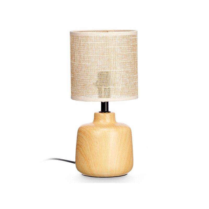 LAMPE DE TABLE RONDE EFFET BOIS