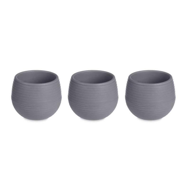 SET 3 MACETAS RESERVA AGUA 6 CM ANTRACITA