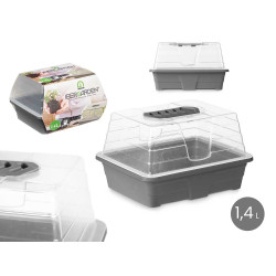 PLASTIC GREENHOUSE WITH 1,4L WITH VENTILATION