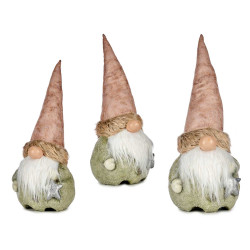 DUENDE RESINA GORRO TECIDO ROSA COM ESTRELA