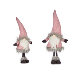 DUENDE ROSA COM GORRO DE LÃ 58CM 