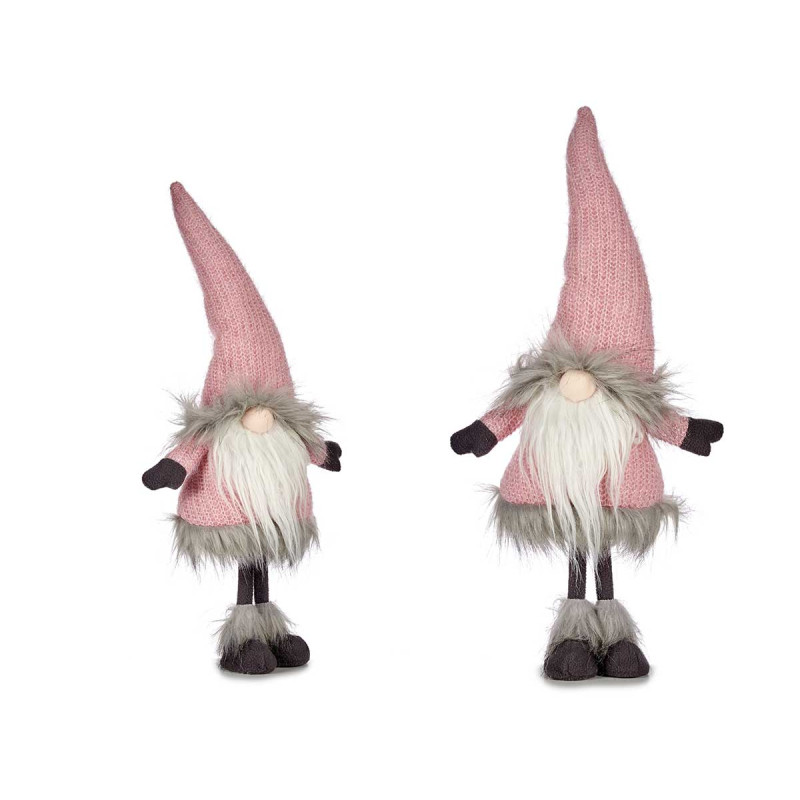 DUENDE ROSA COM GORRO DE LÃ 58CM 