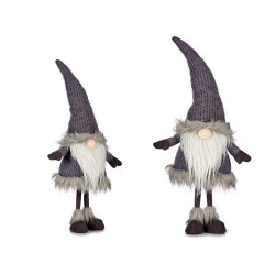 LUTIN EN LAINE GRIS AVEC BONNET 70CM 