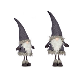 DUENDE DE LÃ CINZA COM GORRO 90CM 