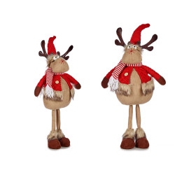 REINDEER RED FABRIC WOOL WITH LEGS 63CM
