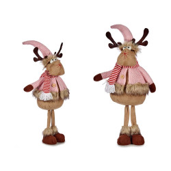 REINDEER PINK FABRIC WOOL WITH LEGS 63CM 