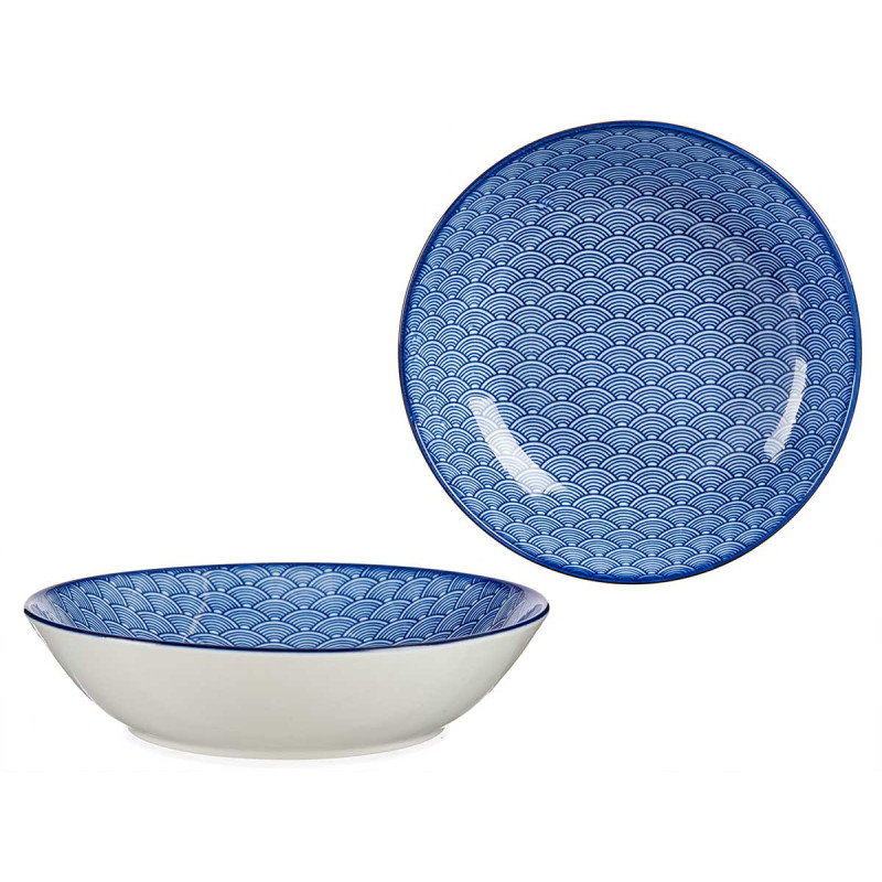 ASSIETTE CREUSE 20CM ONDE JAPONAISE BLEU 