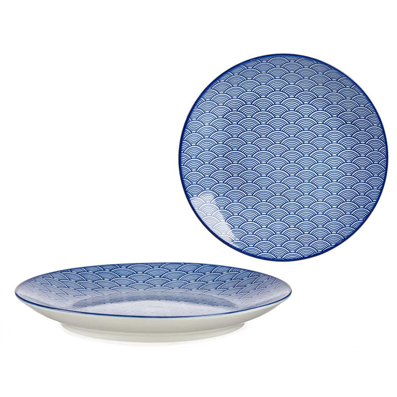 PLATO POSTRE 20CM ONDA JAPONESA AZUL