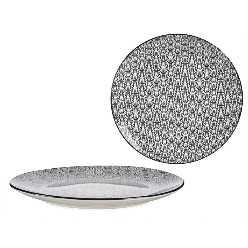 PLATO LLANO 24CM ONDA JAPONESA NEGRO