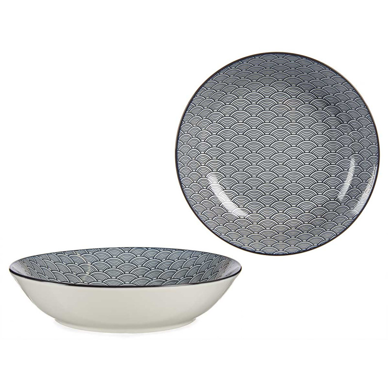 ASSIETTE CREUSE 20CM ONDE JAPONAISE NOIR