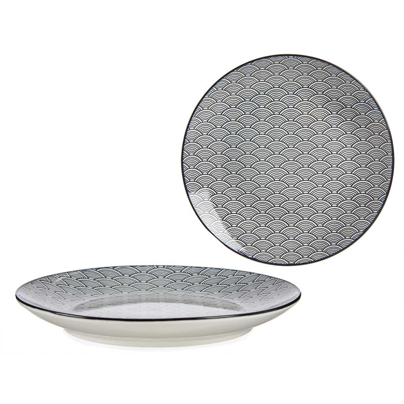 PIATTO DOLCE 20CM ONDA GIAPPONESE NERO