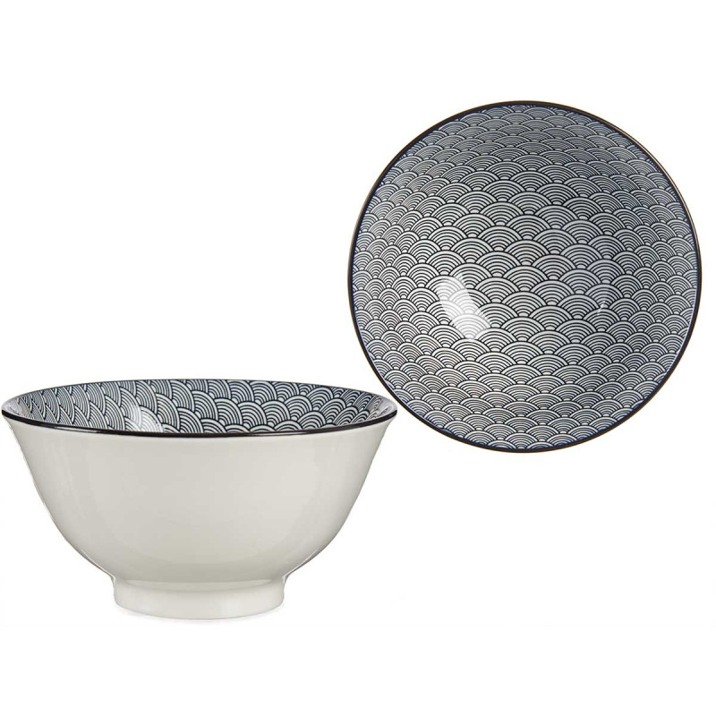 16CM BLACK JAPANESE WAVE BOWL 