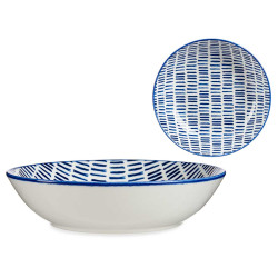 ASSIETTE CREUSE 20CM DESSIN LIGNES BLEU