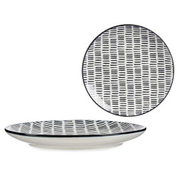 ASSIETTE PLATE 24CM DESSIN LIGNES NOIR 