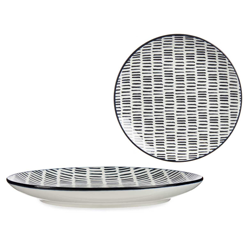 ASSIETTE PLATE 24CM DESSIN LIGNES NOIR 