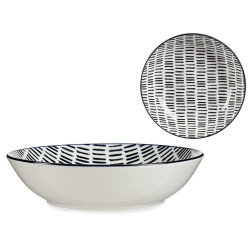 ASSIETTE CREUSE 20CM DESSIN LIGNES NOIR 