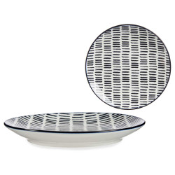 ASSIETTE DESSERT 20CM DESSIN LIGNES NOIR 