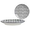 ASSIETTE DESSERT 20CM DESSIN LIGNES NOIR 