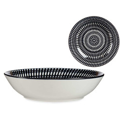 ASSIETTE CREUSE 20CM CERCLE ETHNIQUE NOIR 
