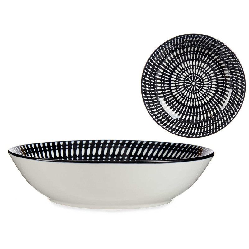 ASSIETTE CREUSE 20CM CERCLE ETHNIQUE NOIR 