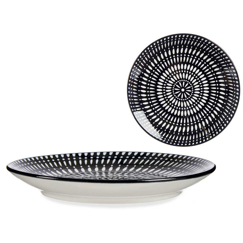 PRATO SOBREMESA 20CM CIRCULO ÉTNICO PRETO 