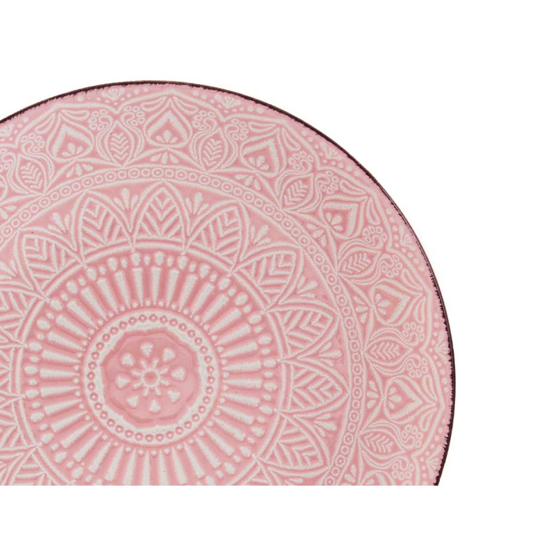 PRATO SOBREMESA RELEVO ROSA 22CM 