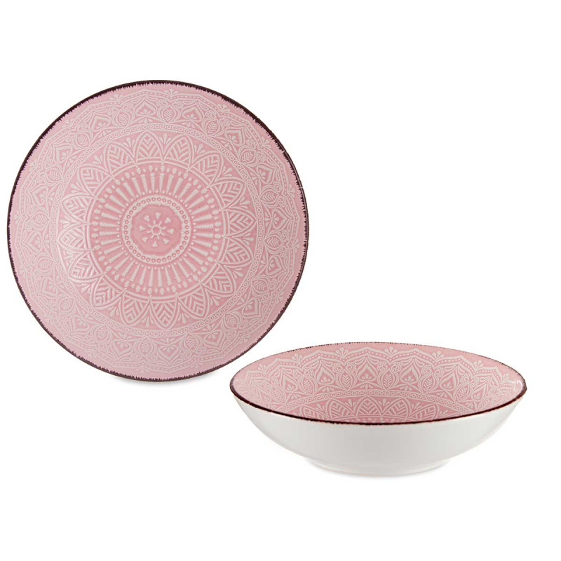 PRATO FUNDO RELEVO ROSA 20CM 