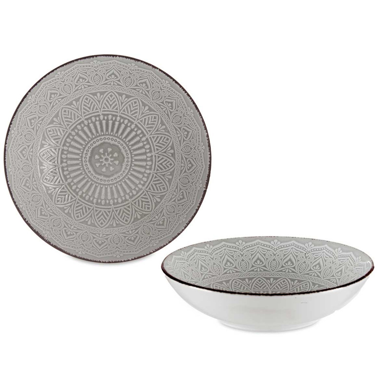 ASSIETTE RELIEF CREUSE GRIS 18,5CM 