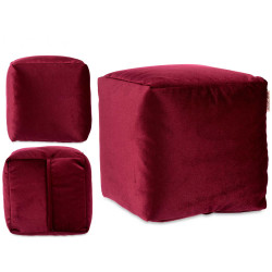 PUFF QUADRATO IN VELLUTO 30X30CM GRANATO
