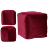 30X30CM MAROON SQUARE VELVET POUFFE 